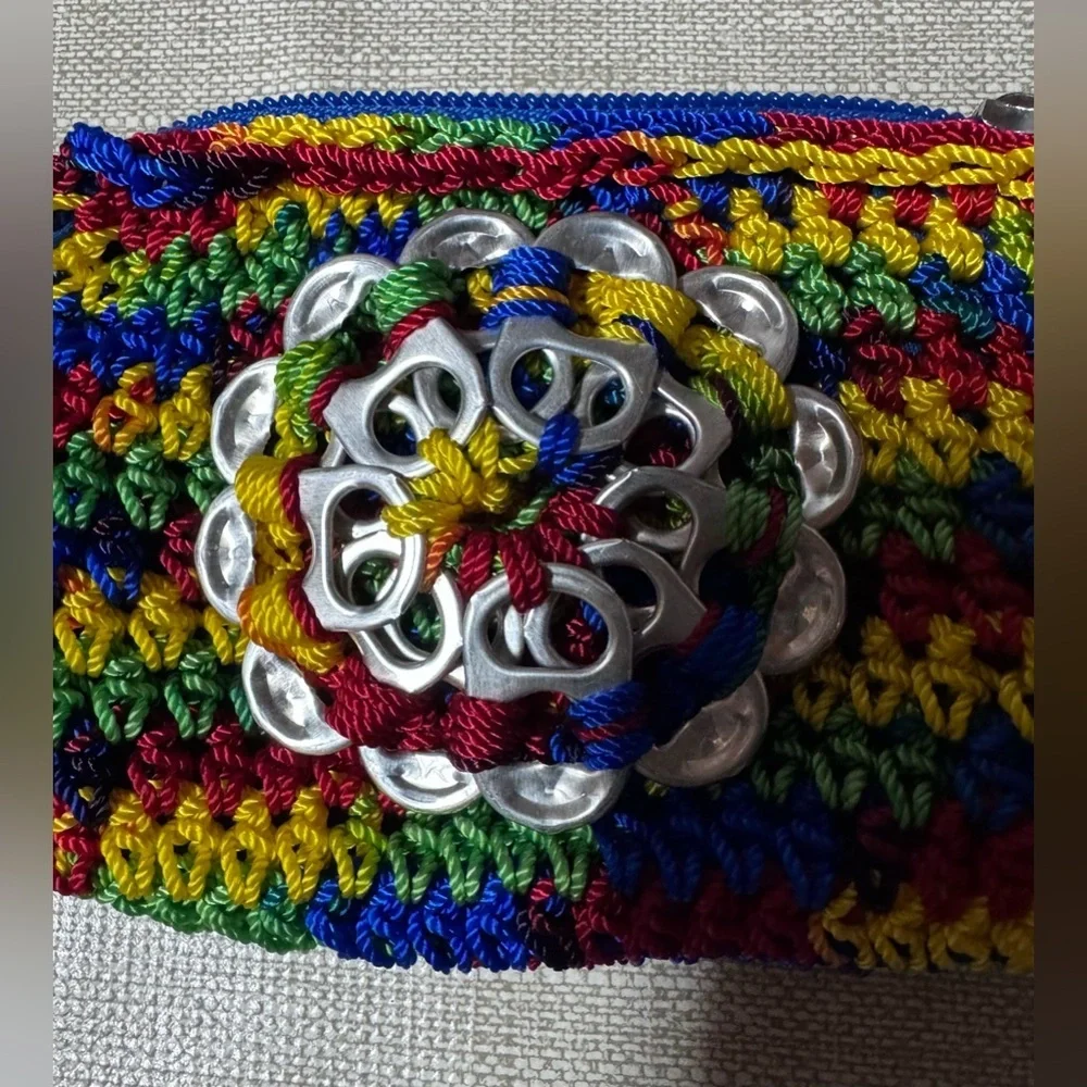 Multicolor Crochet  Soda Pop Can Tab Coin Purse